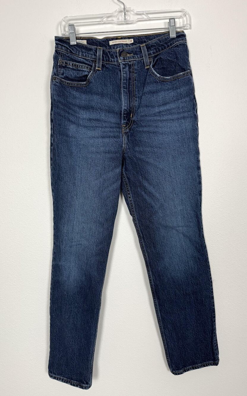 Levis 70s High Slim Straight Jeans Womens 28 Blue High Rise Stretch Denim